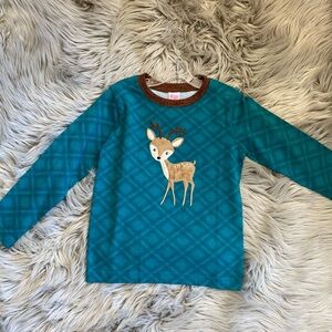 Ruffle Butts Teal Long Sleeve Deer Top